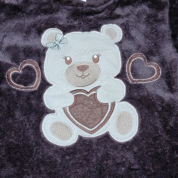 Girls Love Pink Super Soft Dark Brown Teddy Bear Pajama Set - Size 7/8 - Picture 3 of 8